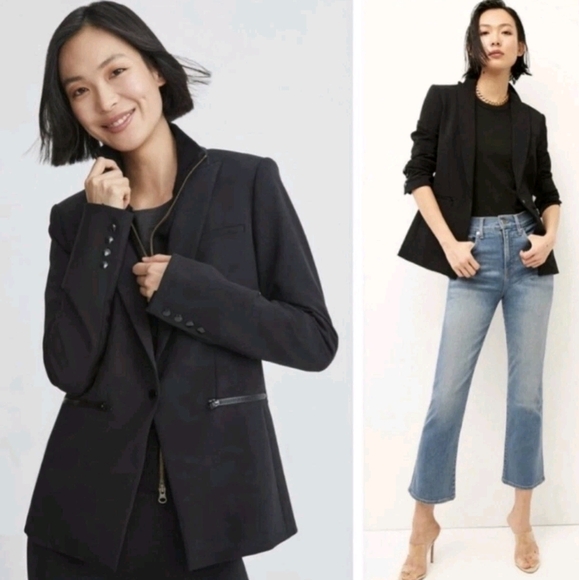 Veronica Beard Jackets & Blazers - VERONICA BEARD Scuba Dickey Jacket Black Stretch-Nylon Single-Breasted Blazer 2